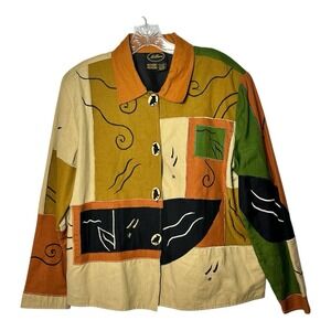 Allure Vintage‎ Lined Rare Art-to-Wear Unique Wooden Owl Buttons Jacket Size M